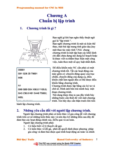 Giáo Trình CNC Cho Máy Phay - Bùi Quý Tuấn, 113 Trang